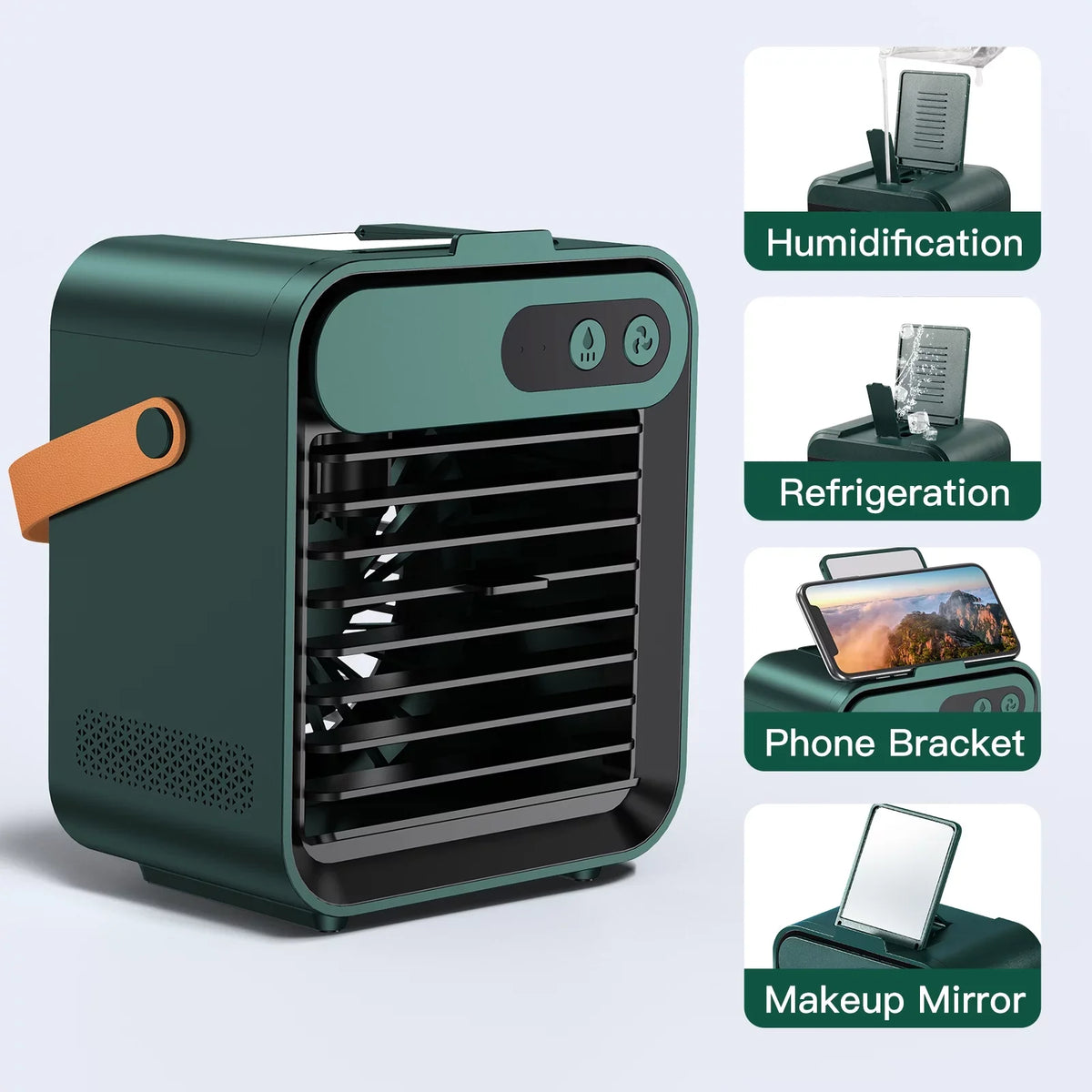 Portable Fan, Phone Fan in with Adjustable 3 Cooling Humidifier and Air mirror Fan with 1 for Speeds Home Desk Personal vanity Air Cooler holder USB Desktop 4 and Office,Bedroom,Car Comvin Fan,Quiet