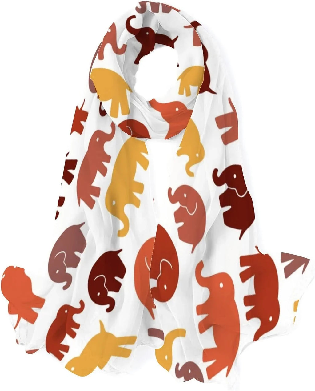 Women Silk Scarves Neck On Shawl Wrap Long Cute Hyjoy Elephants for Lightweight White Scarf Girls