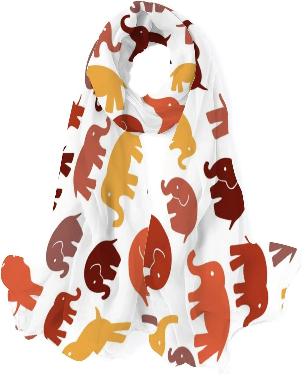 Women Silk Scarves Neck On Shawl Wrap Long Cute Hyjoy Elephants for Lightweight White Scarf Girls