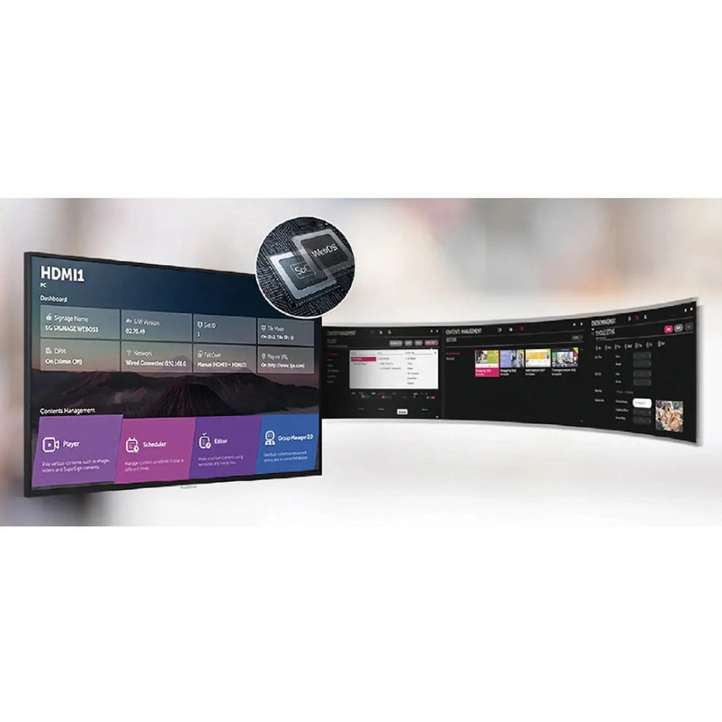 (3) HDMI UHD, LFD 43"