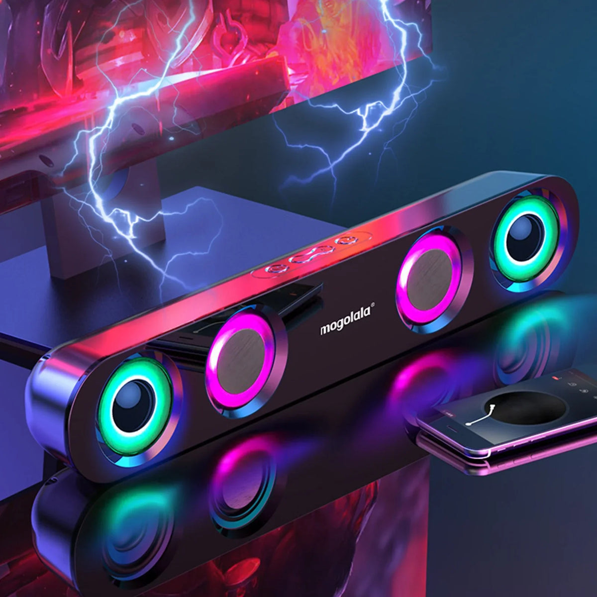 Dual Home Karaoke Desktop Sound Colorful Strip in Bar Speaker Long Tv Sound Wireless Adapter Subwoofer Clearance Sound High Ersazi Power Video Black Speaker Bluetooth