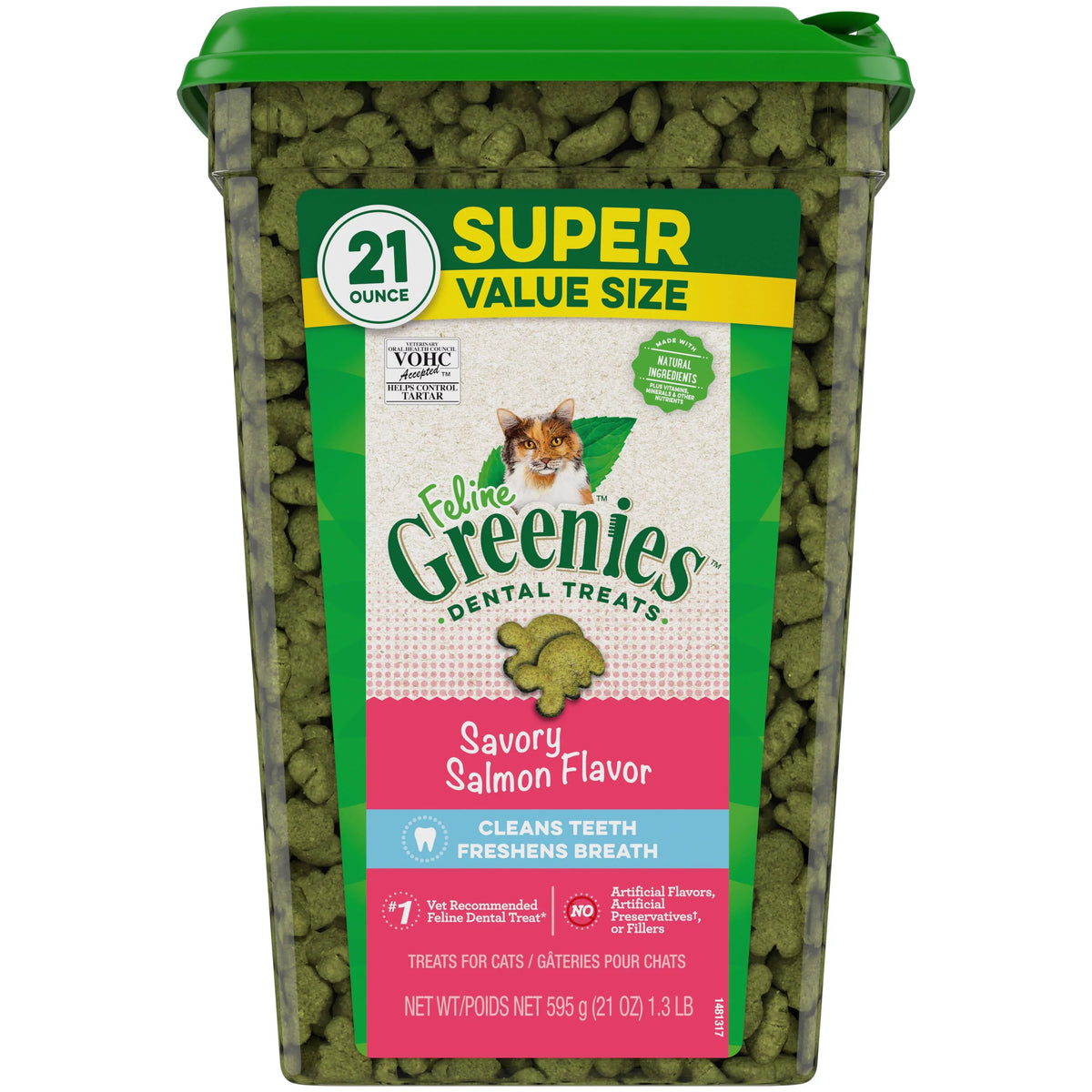 Salmon Natural Cat Flavor, Feline Treats, Greenies Savory Tub oz. Dental 21