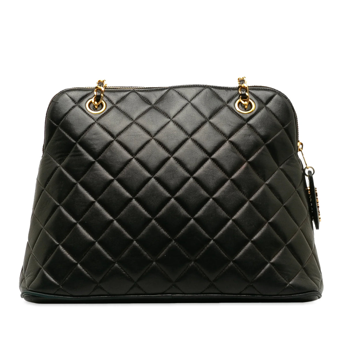 Pre-Owned Dome Leather Chanel Authenticated Quilted Shoulder Bag (Good) Unisex Black Lambskin
