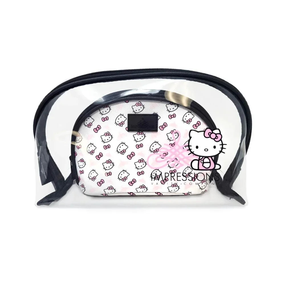 Pcs Bag (White) Waterproof Impressions Makeup Vanity Hello Clutch Kitty 2 Travel Nested Purses, Clutch