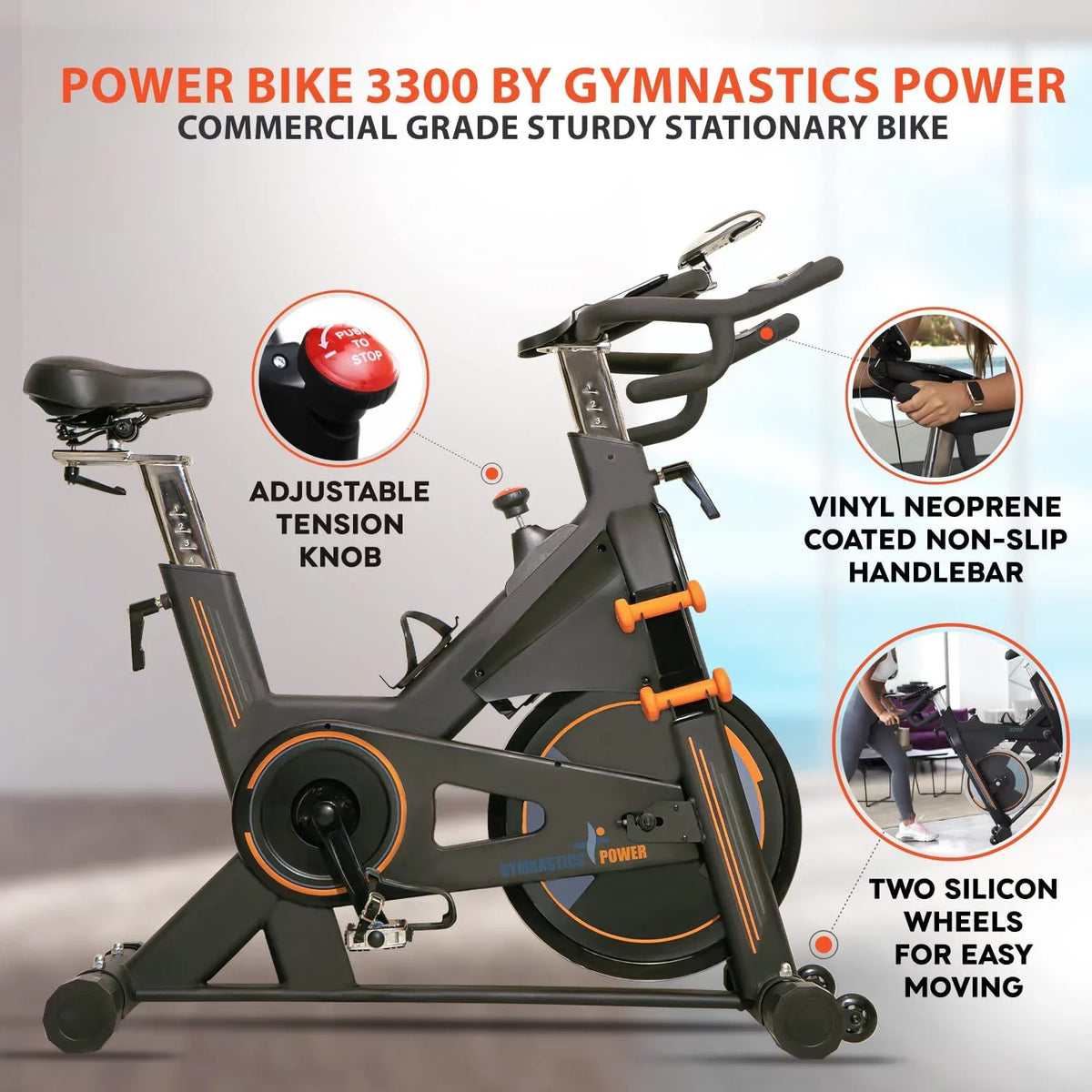 commercial capacity bike Build and 350 stationary lbs Gymnastics bike, exercise with resistance dumbbells, Power magnetic indoor