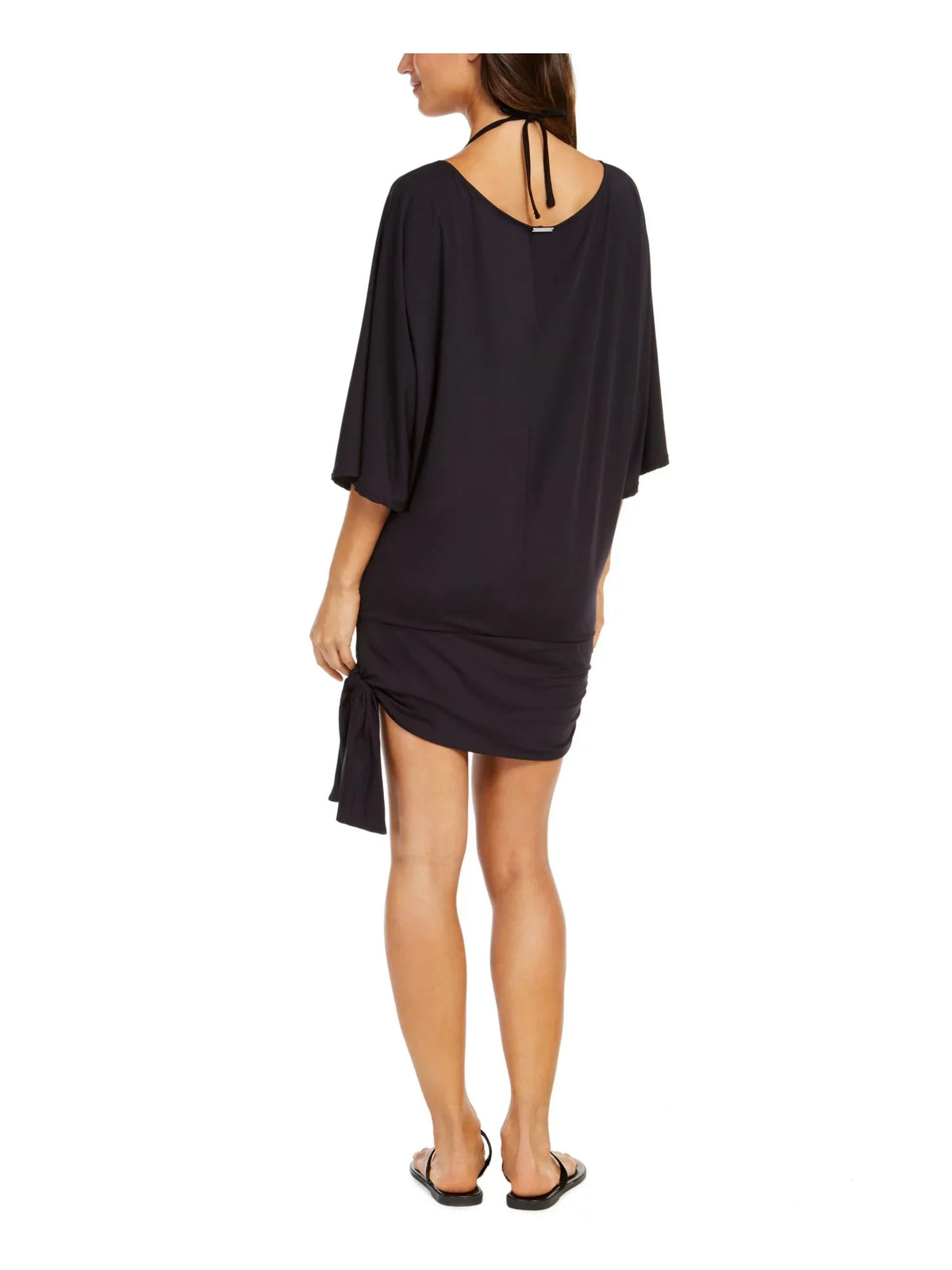 Scoop Stretch KORS Side Swimsuit S Cover Women's Tie Up Neck Pullover Black MICHAEL MICHAEL Dress