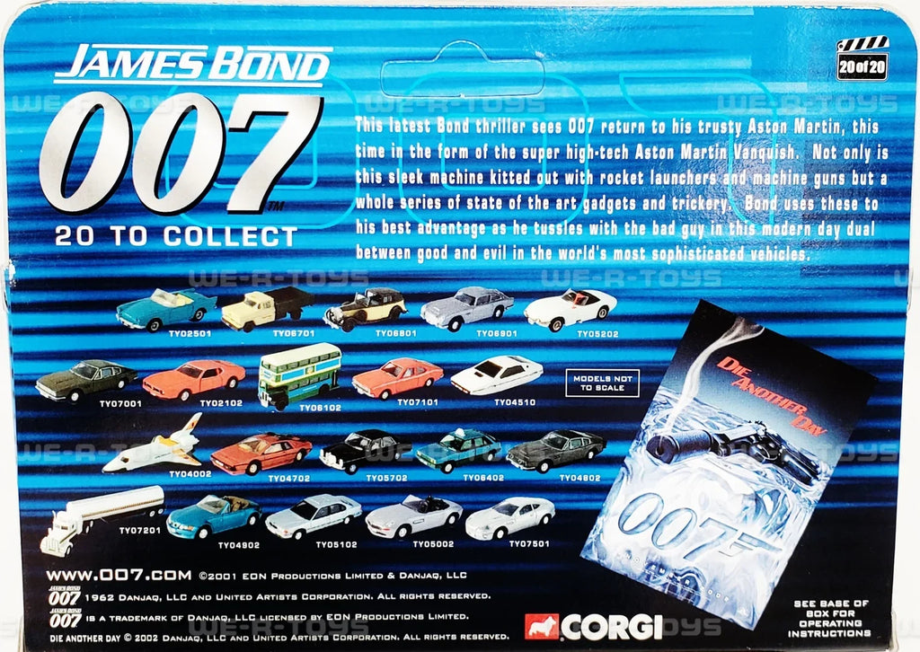 Die NEW Vanquish Another #TY07501 Aston 007 2002 Car Martin Bond Corgi Day James