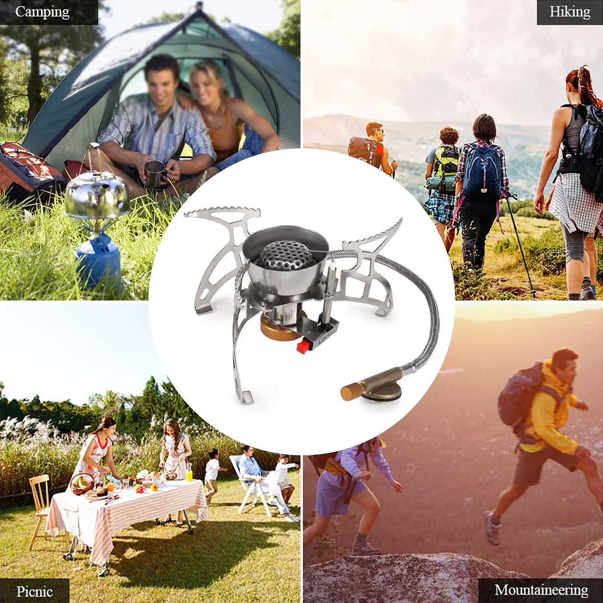 Stove Cooking Outdoor Windproof for Portable Lixada Adventures Backpacking Stove,