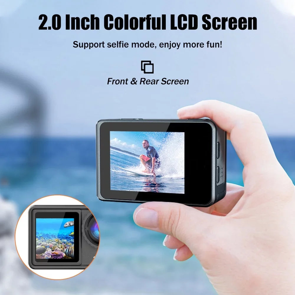 ND4 Lens with for 170° Sports Outdoor 8 Screen 16 Macro Camcorder Purple 4K Inch EIS Angle Screen 40m Waterproof 2.0 Dual Wide DV 24MP Camera Sport WiFi CPL