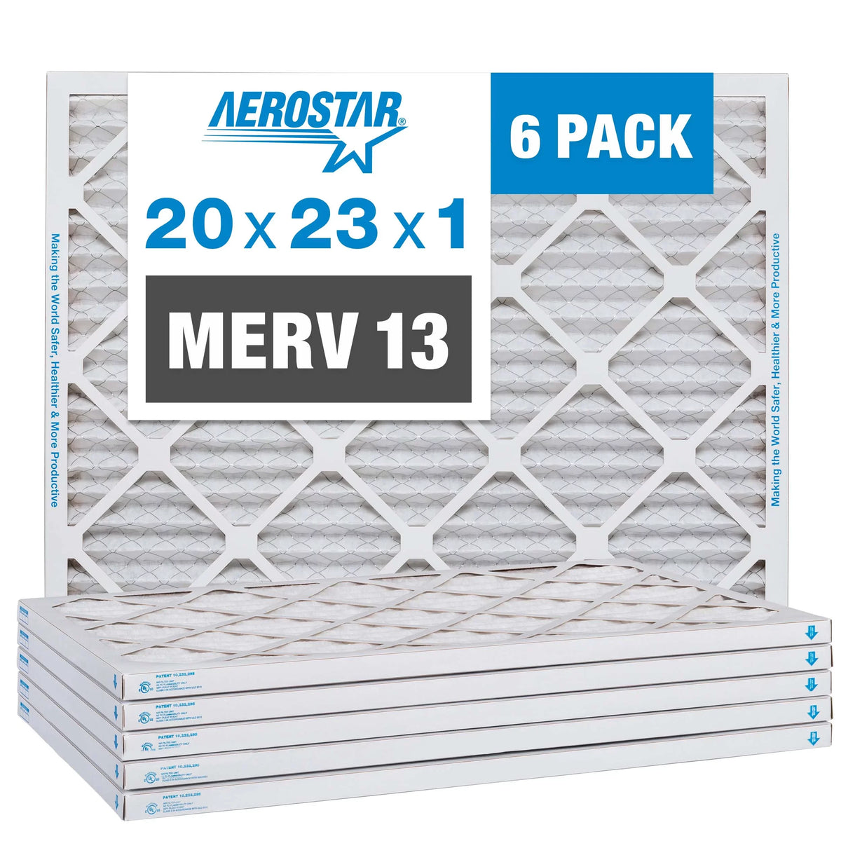 Filter, Filter, MERV Air Air Furnace Pack Pleated 20x23x1 Aerostar 13 6 AC