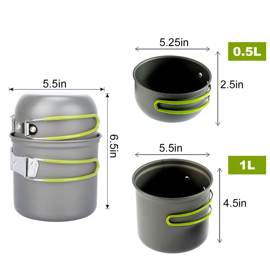 ammoon Set with Steel Stove Cutlery Picnics Cooking Lightweight and Stainless for Backpacking Aluminum Pot Utensils Ideal Camping and