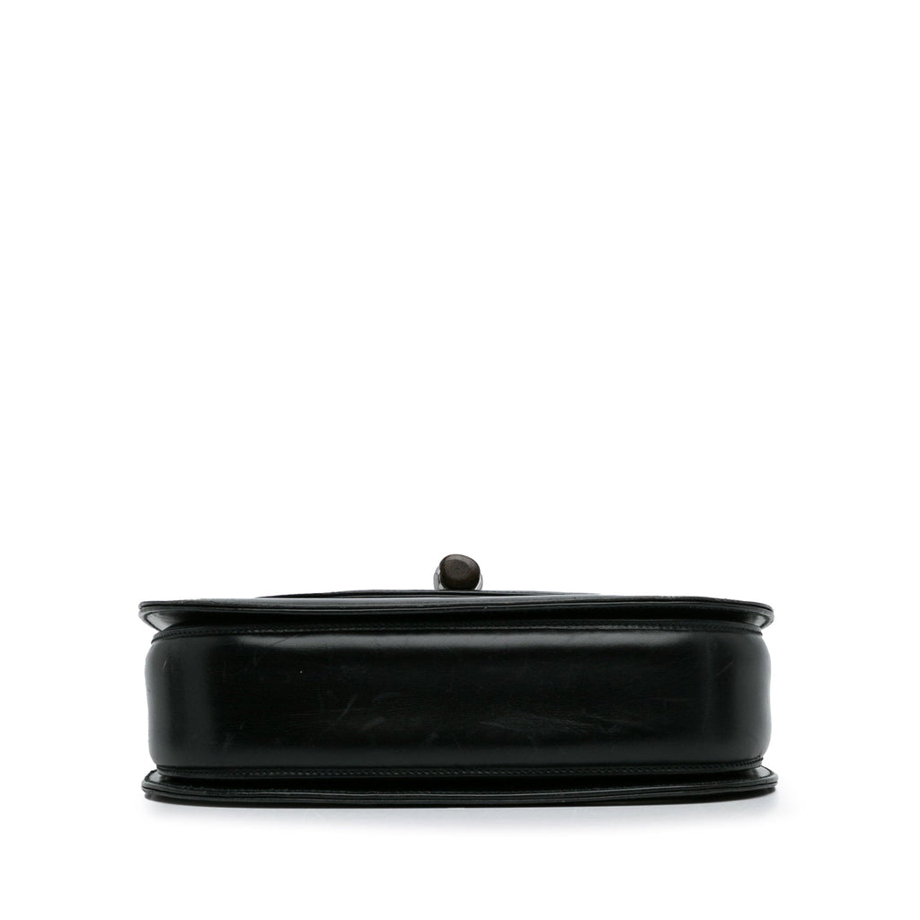 Handbag (Good) Unisex Black Bamboo Pre-Owned HandleBag Night Gucci Calf Authenticated Leather Top