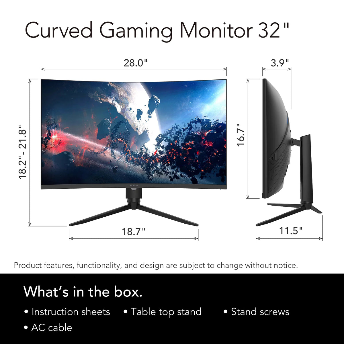 FreeSync™ 240Hz, Curved VA, (FGM-32C545) FHD Enabled Funai 1ms, Premium AMD Gaming HDR, Monitor 32"
