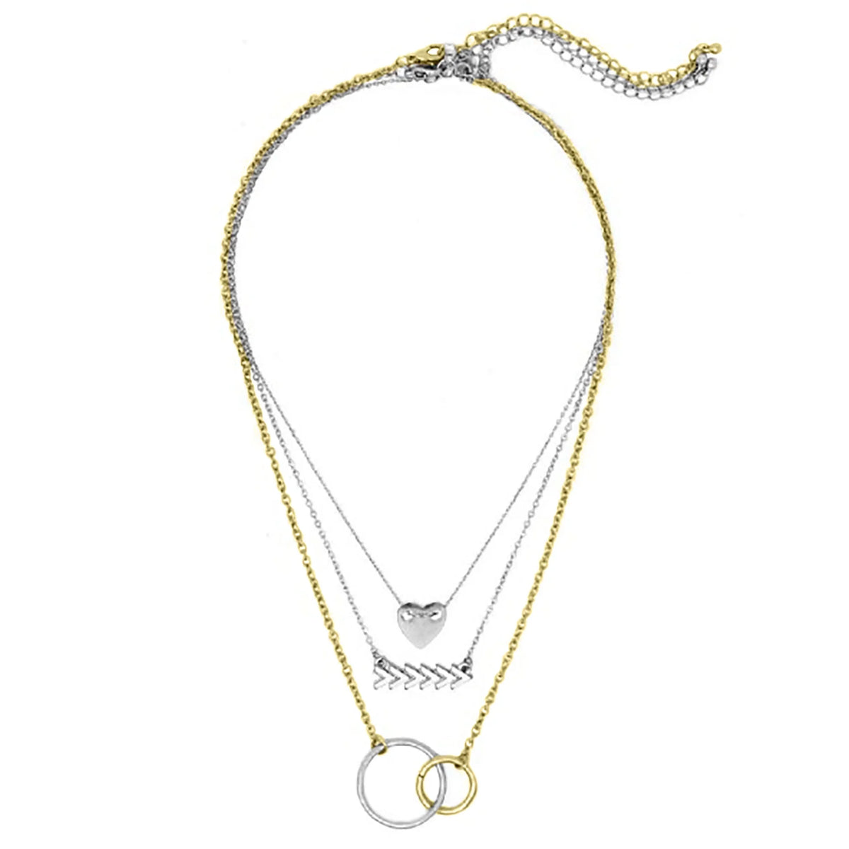 Teens Boutique Layered Women, Necklace Mixed Inc Metals Heart, Blue Chevron, Box | Link for Circle