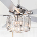 Chrome Crystal 5-Blade Remote Uncle 52" Wooden Modern Parrot Ceiling Fan with
