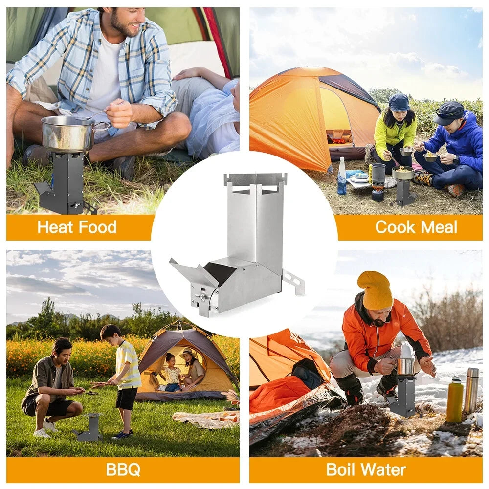 Lixada Stove HuntersTent Stainless Bbq furnace,Tent Steel Wood Wood Stove Steel Stove With Handle Stove Camp TentCollapsible Wood Stove Stainless Picnic Wood Stove Stove