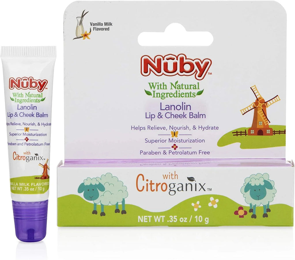 Pack Lanolin Cheek 4 for Nuby, with Talbot's Dr. Inspired Flavor, Vanilla & Milk Baby, Lip Naturally Balm Citroganix,