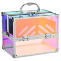 7.9" 9.85"x Train Translucent, Organizer, Case 6.7"x Cosmetics Iridescent Trays, 4 Makeup