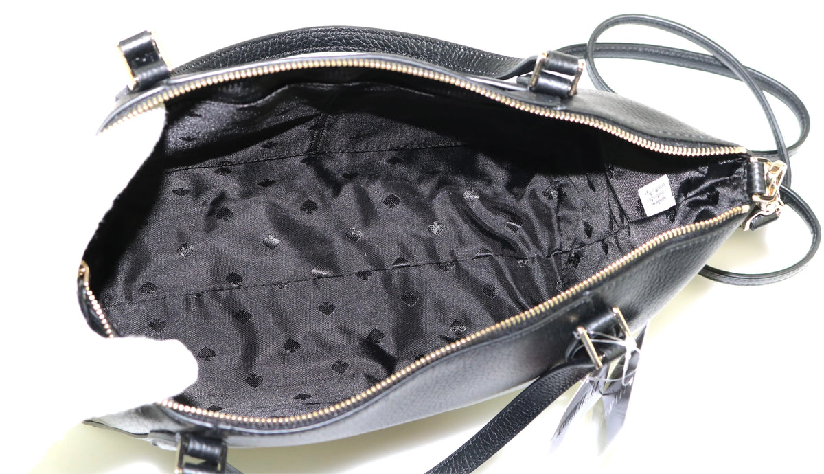 Satchel Spade Leather Crossbody Monica Pebbled Black Handbag Kate Medium Bag