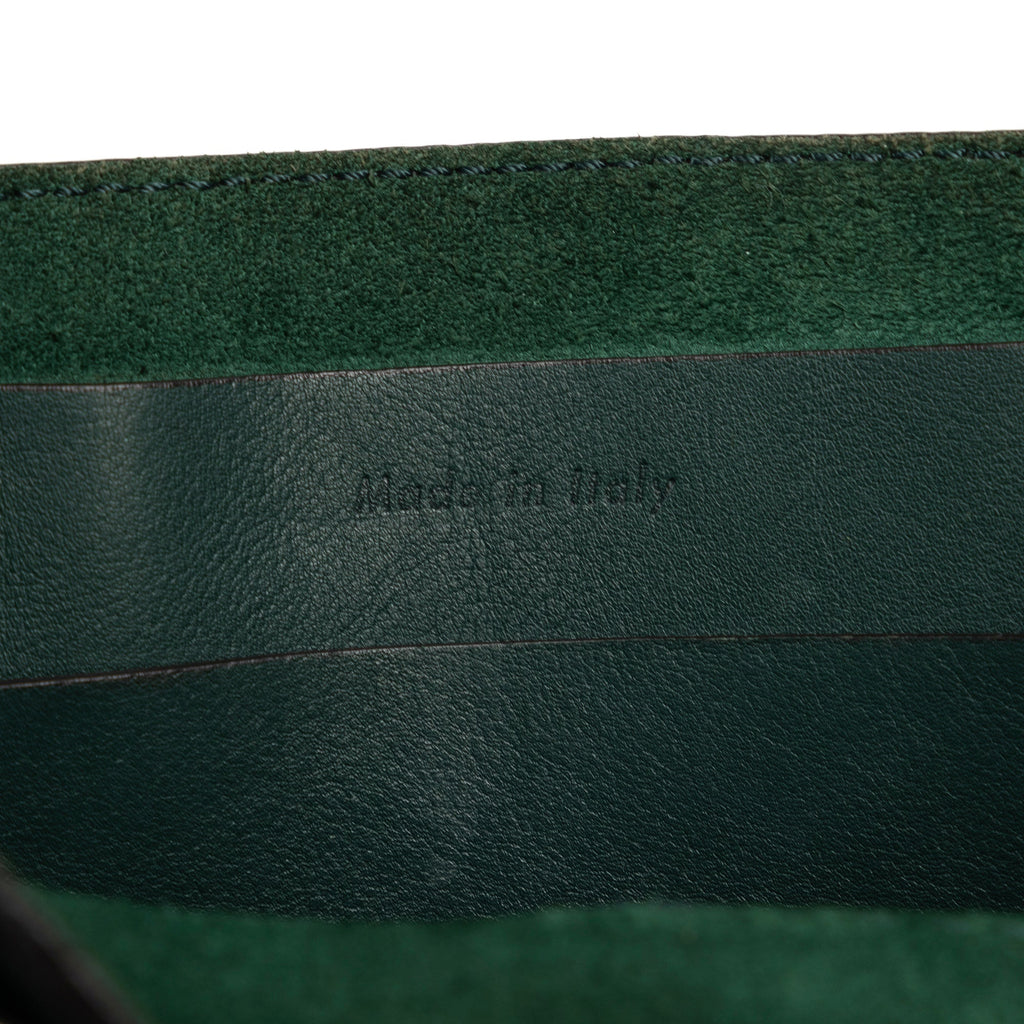 Authenticated Big Pre-Owned Unisex Bucket Leather Bag Calf Celine (Good) DrawstringBag Bag Bucket Green