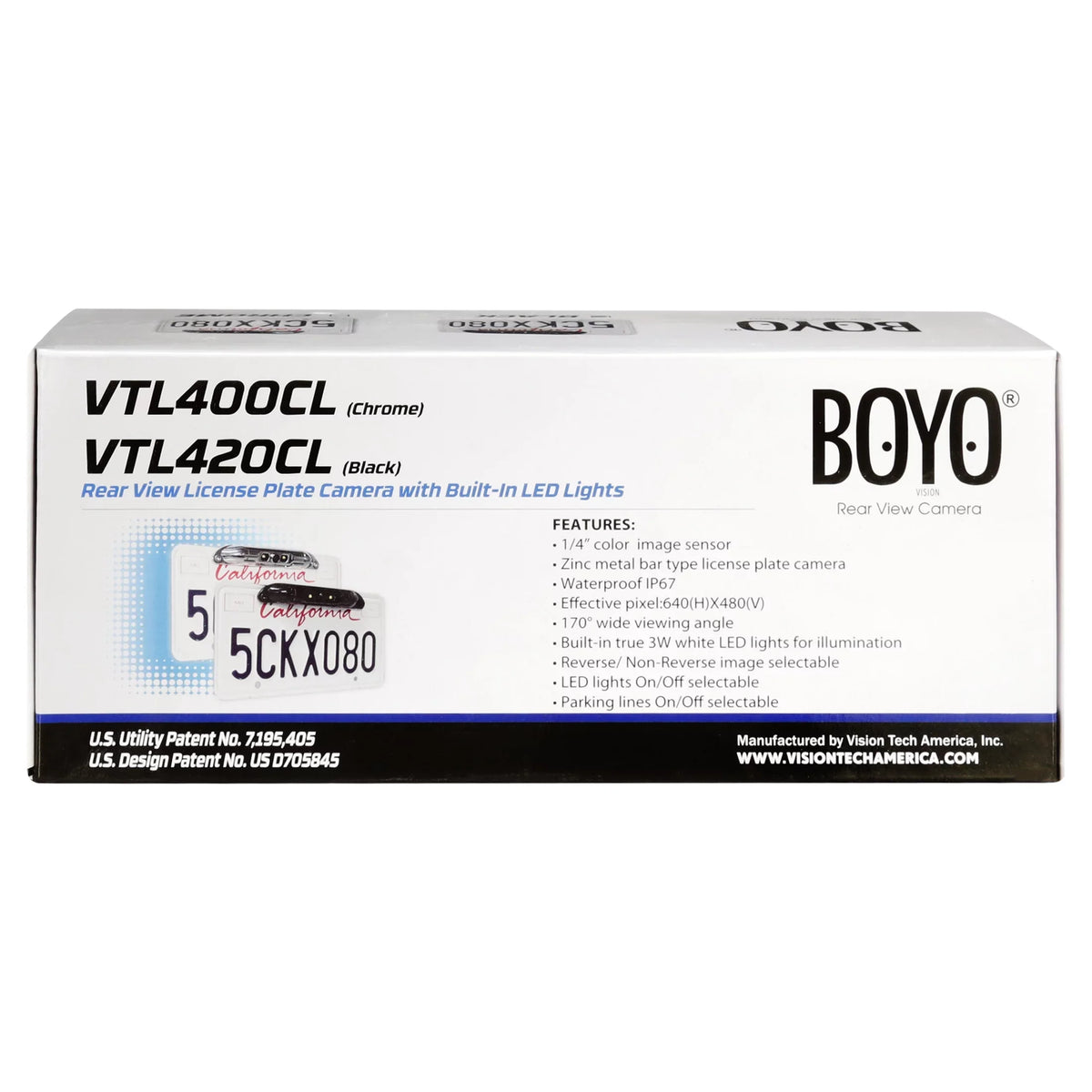 Lines (Black) with - Bar-Type License Camera BOYO Plate Backup and VTL420CL Lights LED Parking