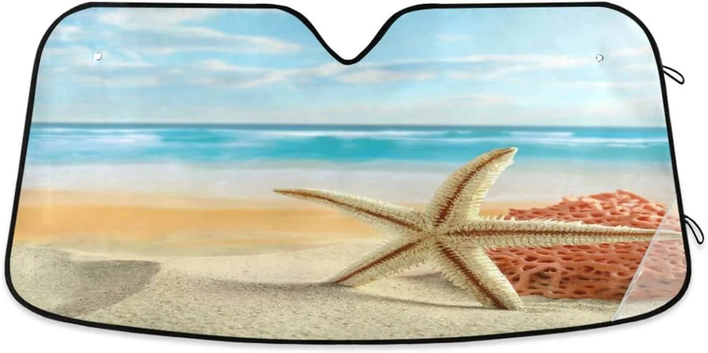 Windshield Protector Bestwell Blocks Visor Tropical Sun Car Sunshade Accessories to and Beach Protect UV for Rays Shade,oldable Cars,SUVs,Trucks-55×27.6in