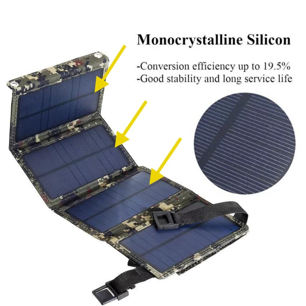 Tablets, 20W Devices Solar Panel USB Android and Efficient for Andoer Portable Solar Lightweight and
