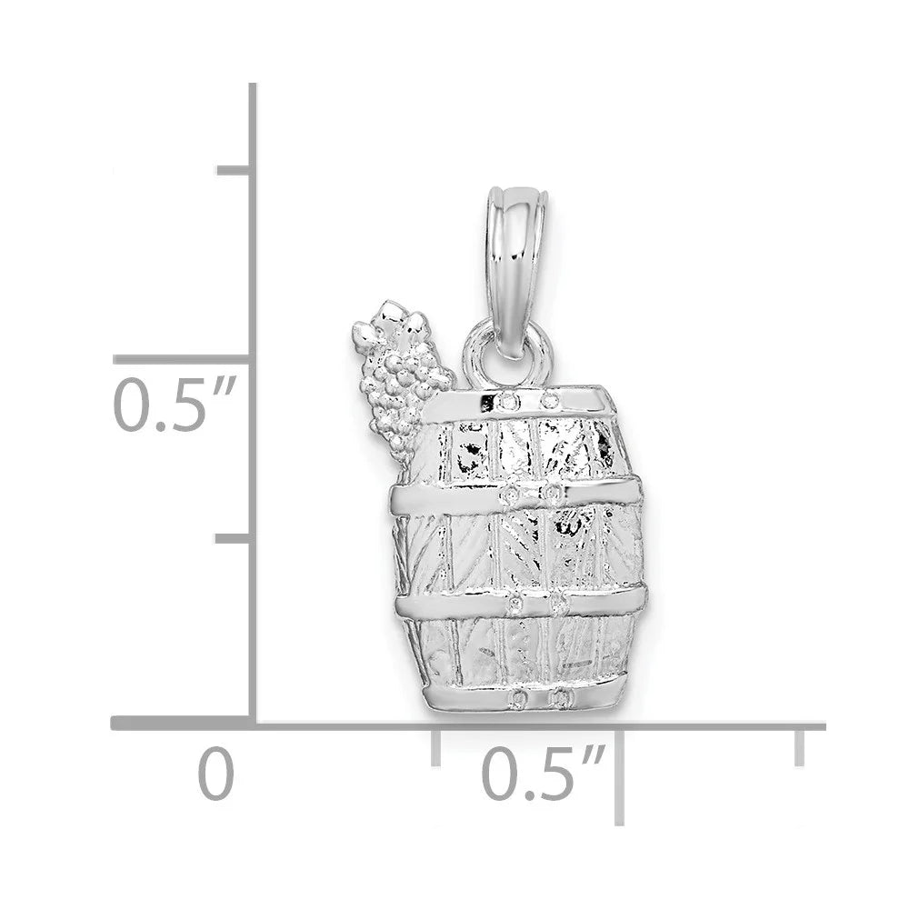 mm) Barrel Silver W-10 Grapes Sterling Auriga (L-18.5 Wine with 925 mm, Polished for Women Pendant