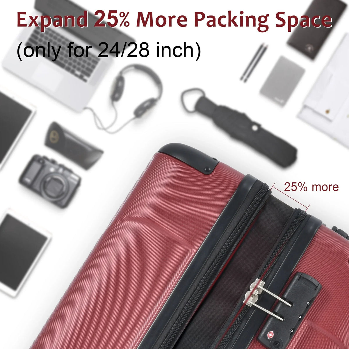 Carry Spinner 20in, with Hardshell Expansion Approved Handle Luggage Lightweight Suitcase Adjustable on TSA Lock ABS and Airline