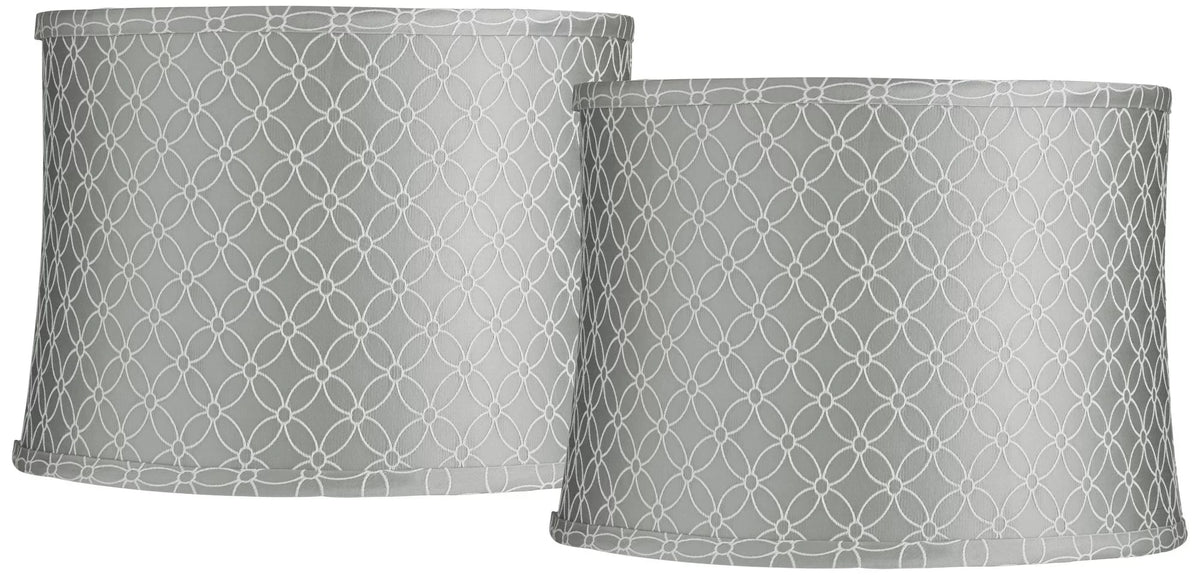 Spider Print Bottom Medium of Top 2 13" Springcrest 10" and Drum with High x Shades 14" Harp Lamp Gray Finial x Set White Fitting