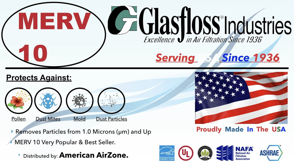 2" Filter In Made Air HVAC Filter - Furnace Pleated USA. or or of The - - Filter Air 10 (Pack MERV 16x18x2 - 6) Office Air Glasfloss Home - AC -