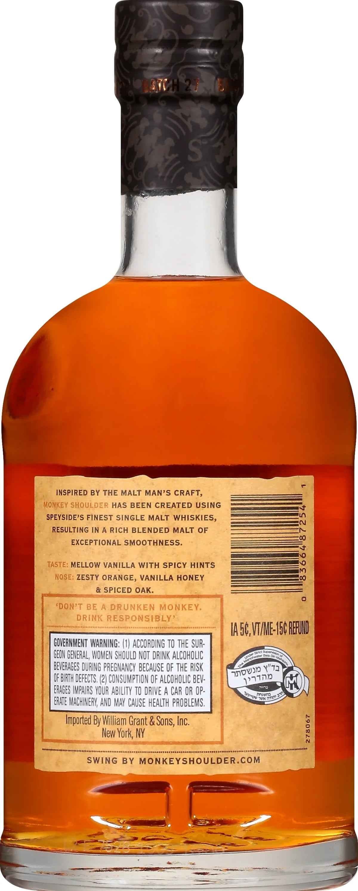 Bottle, Monkey 86 Shoulder Proof Scotch Glass Whisky, 43% ABV 750ml