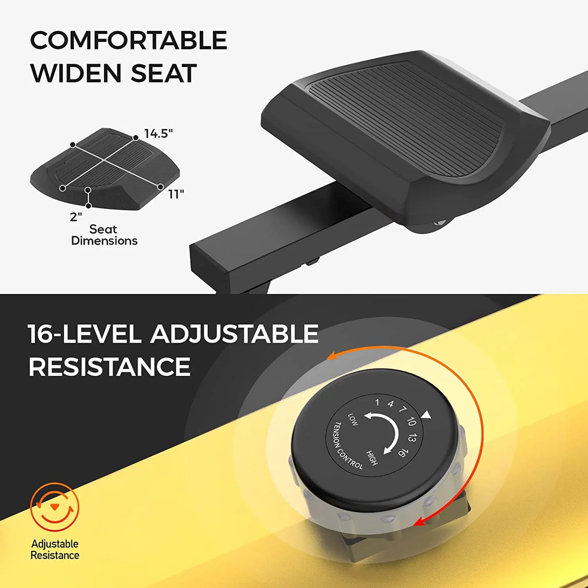 Resistance Levels Indoor Full Magnetic Rowing with Monitor - for Device 16 LCD Body pooboo Machine Home Folding Rower Machines Use for Rowing Holder