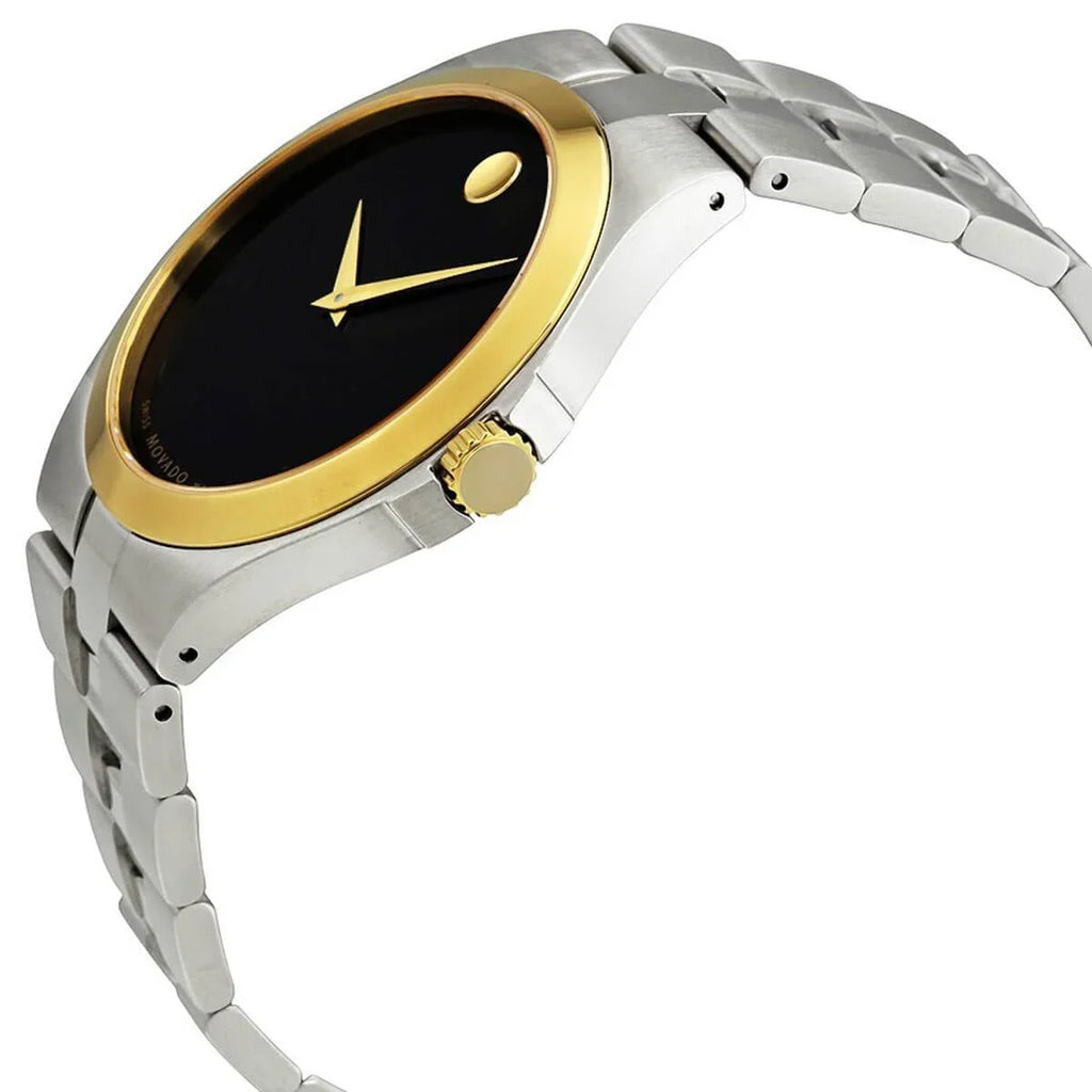 606910 Bezel Black Ladies Gold Tone Dial Quartz Edition Watch Steel Movado