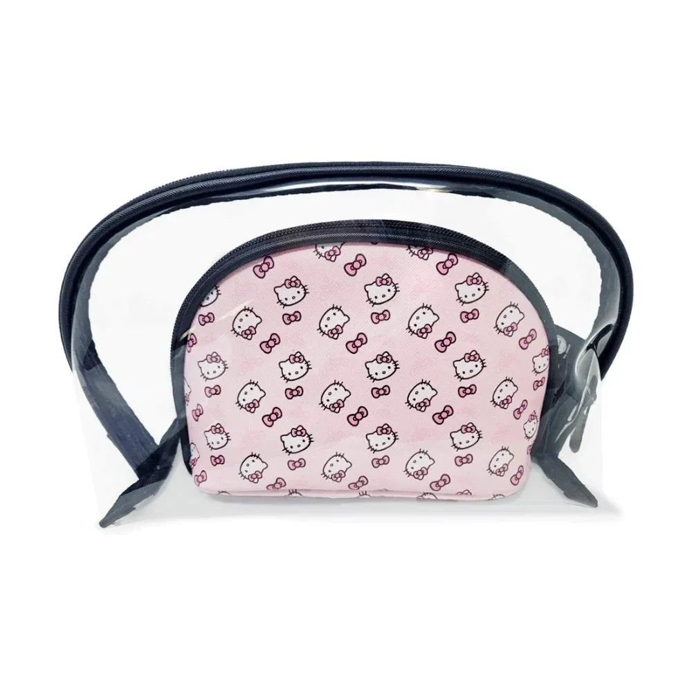 Pcs Bag (White) Waterproof Impressions Makeup Vanity Hello Clutch Kitty 2 Travel Nested Purses, Clutch