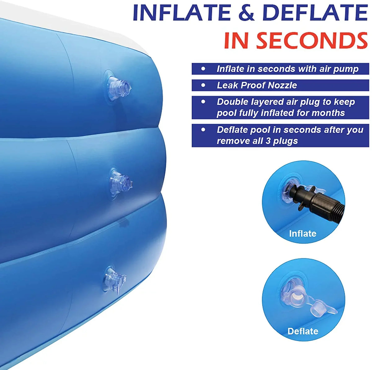 x 22" Thickness Inflatable Blue 0.4mm Pool Swimming 120" - 72" Moselota x Wall