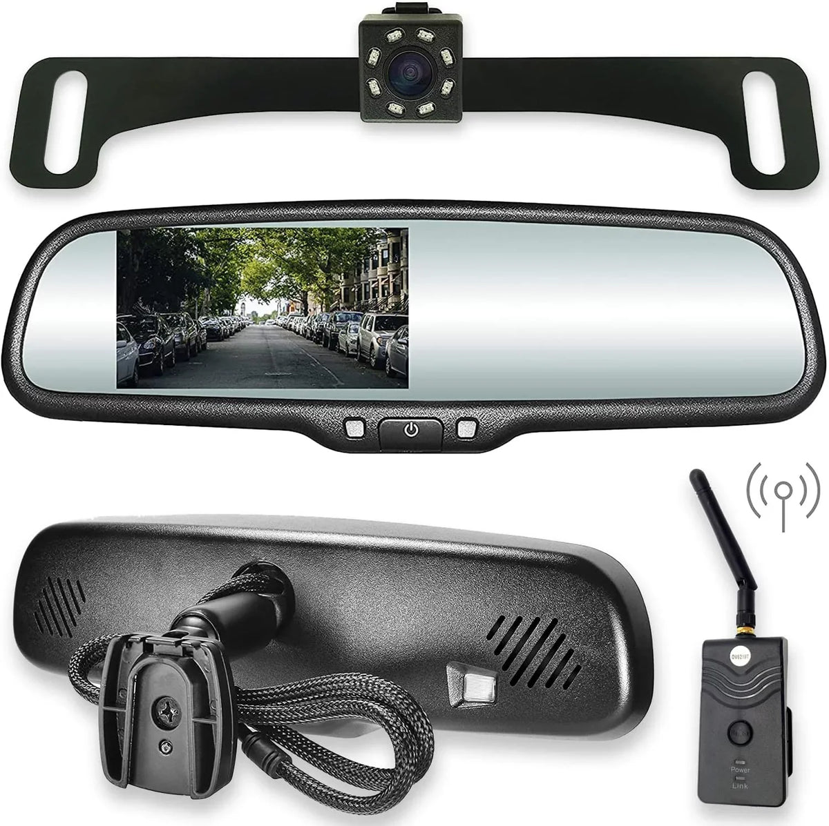 Universal Kit Waterproof OEM Cars with Wireless Master for 170° Camera Screen, Mirror Tailgaters LCD View - & 4.3” LED Fit Transmitter All Backup Rear