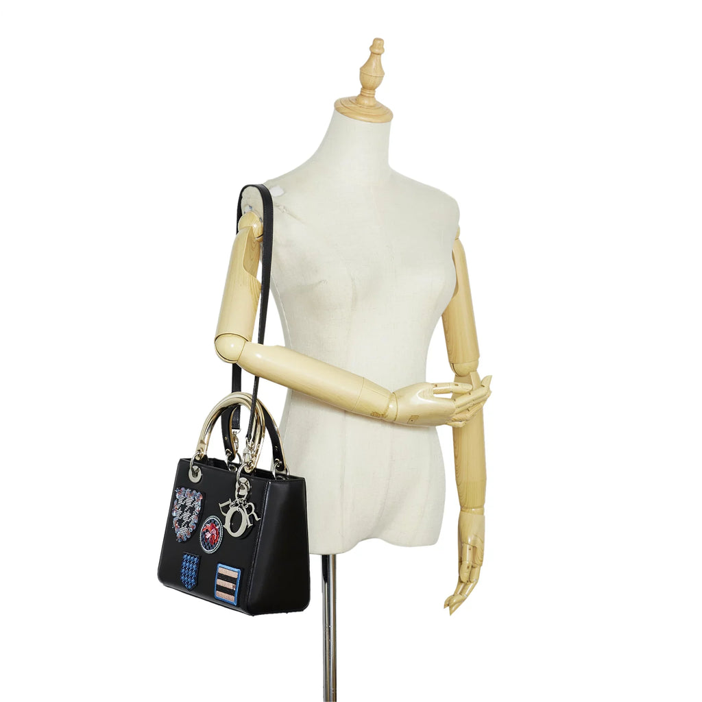 Black Unisex (Good) Pre-Owned Medium Judgement Lady Satchel Leather Calf Authenticated Dior
