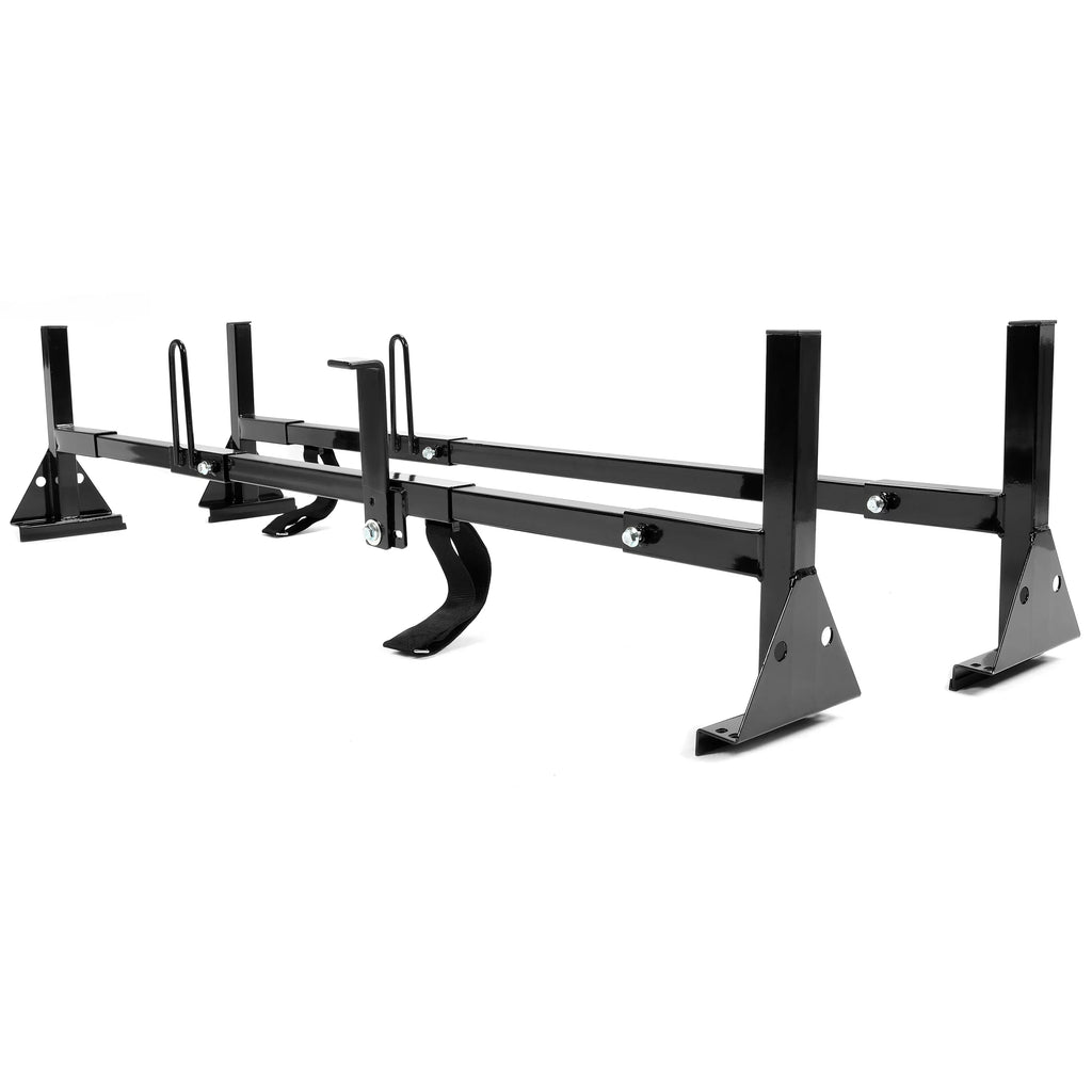Kojem Vans Rack GMC Rack for Adjustable Roof Steel Savana Mount 68"-75" Ladders Carry 2 Ford Bars Universal Full-Size Express E-Series Chevy