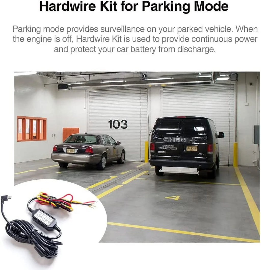 Cam, HK4 Hard T130, Wire for VIOFO A119MINI Kit, Protection Hardwire USB-C Parking Low Dash Acc Kit for Mode Voltage