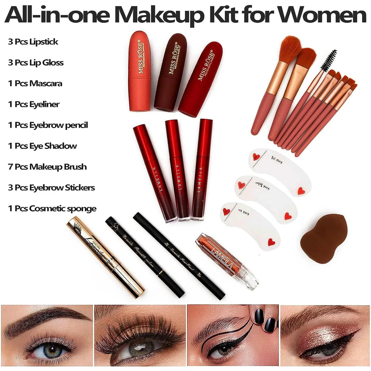 in Girls Gift - Kit,Makeup Makeup Set MISS Combination,All 187 Professional Sets for for One Makeup Makeup Kits Colors Kit Women Women ROSE Full