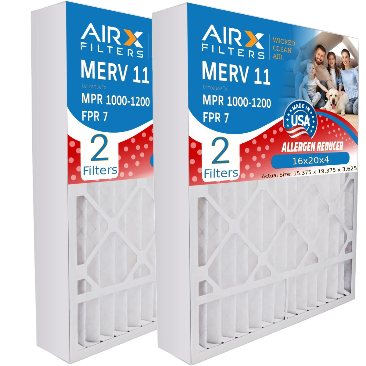 TT-FM-1620 Air TopTech MPR MPR 11 Furnace with MERV Compatible AIR. 2 Pack 16x20x4 16x20x4 7 WICKED FILTERS CLEAN 1200 Comparable FPR & USA Filter Filter AIRX 1000, Premium by Made to