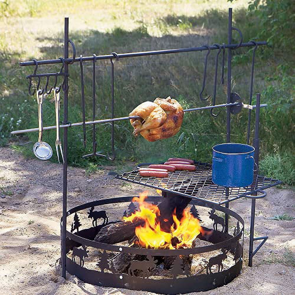 Over Gear Guide Open Height Pit, Bag Campfire Fire Grill or w/Canvas Adjustable Fire Carry Swivel