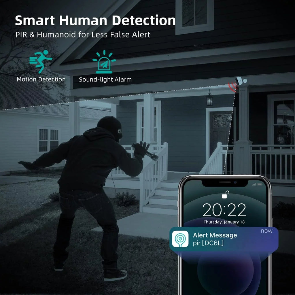 2-Way with Security Wireless Home Audio Surveillance with Motion Siren,Rechargeable Camera WiFi Camera 2K Detection Battery Powered DEKCO Color & Night Vision Spotlight /Indoor Outdoor