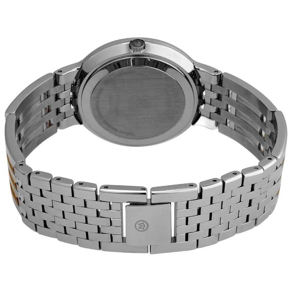 STAINLESS STEEL ESPERANZA MENS BLACK TWO MOVADO TONE 0606962 DIAL WATCH
