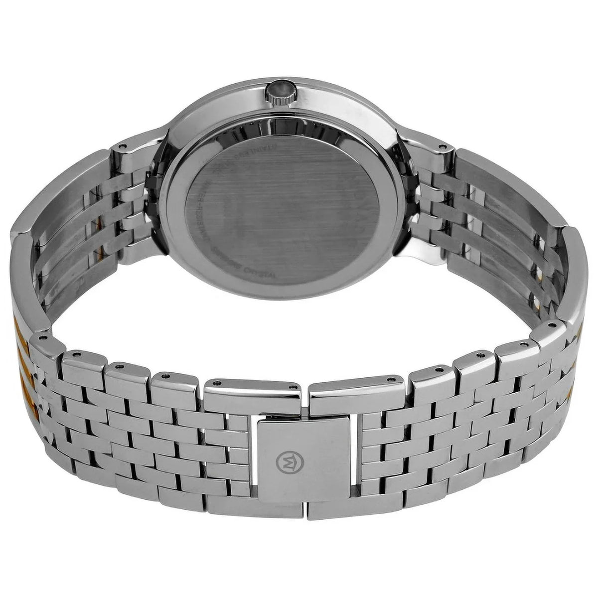 STAINLESS STEEL ESPERANZA MENS BLACK TWO MOVADO TONE 0606962 DIAL WATCH