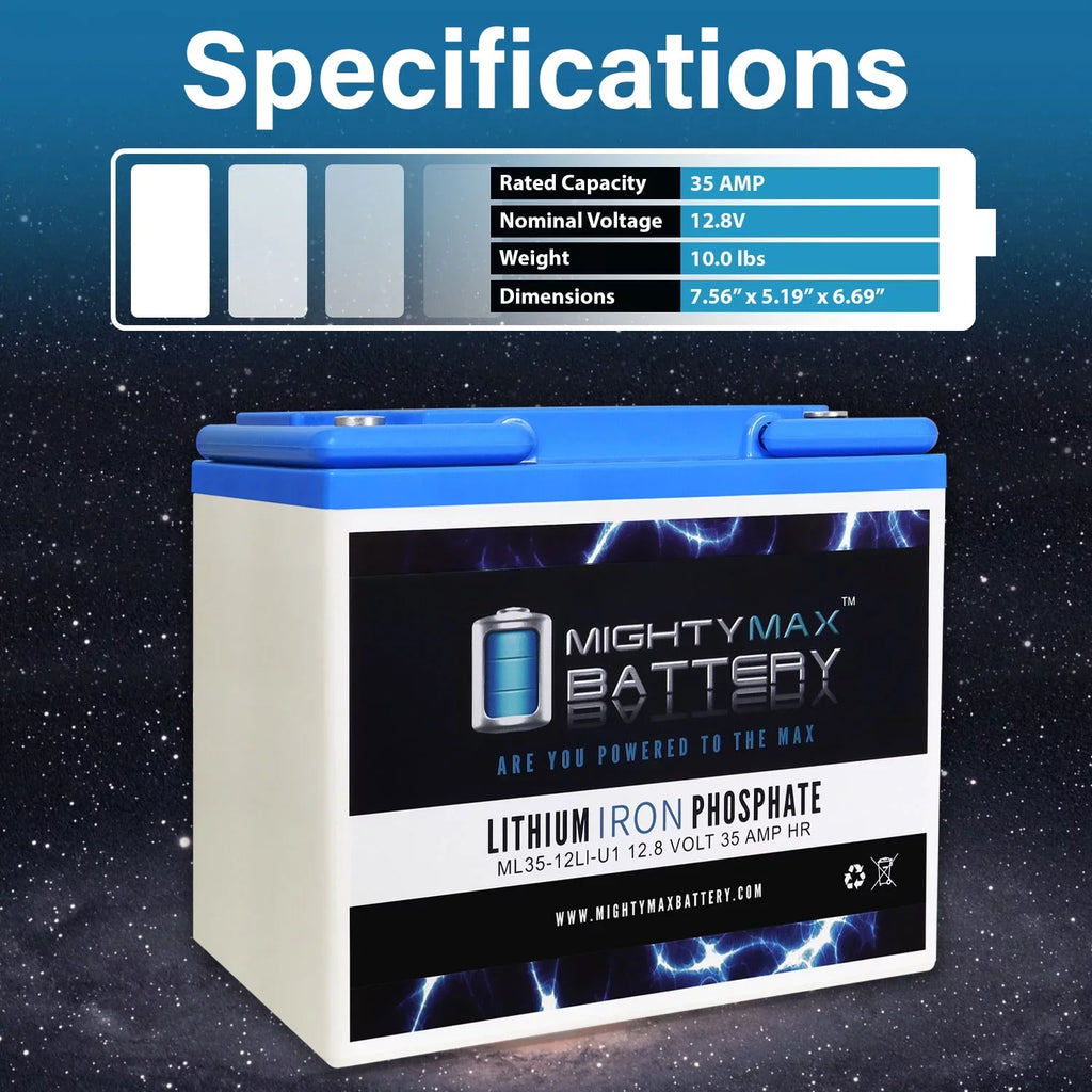 35AH 12V Yeti Solar - 400 with Goal Lithium Generator Replacement compatible Pack Battery U1 3 Zero