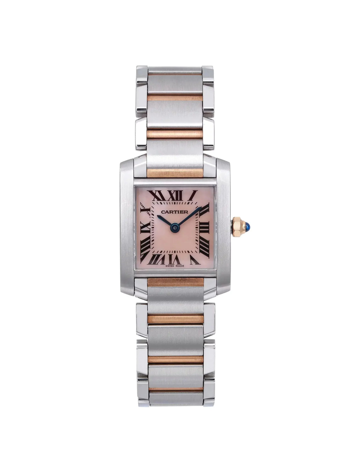 Ladies Watch Francaise 2384 Gold MOP Rose Steel Quartz Dial Cartier 18K Tank