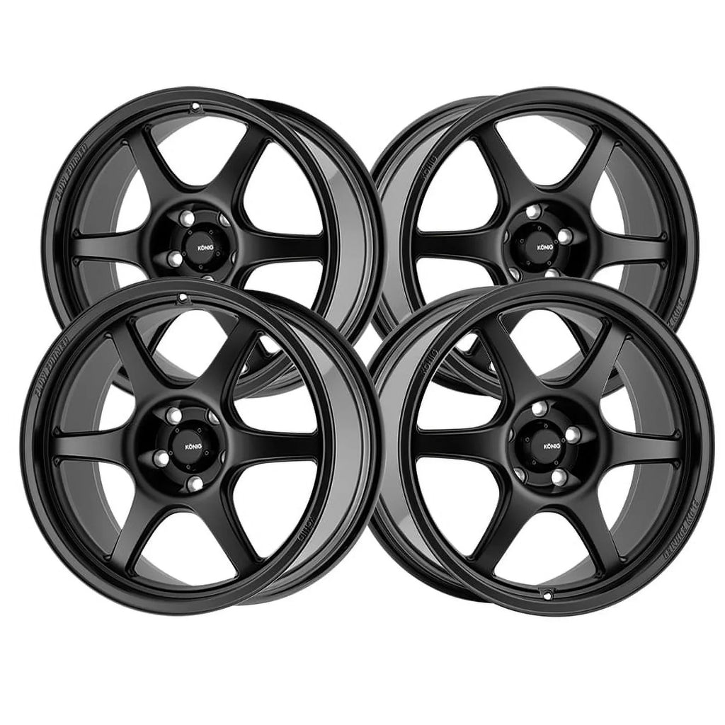 Matte Hexaform 5x114.3 Konig 17x8 (38mm) 106B Black Wheel