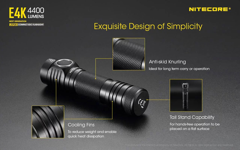 NITECORE 4400 -1100 Dual UT32 NITECORE Compact Flashlight -1x EDC Headlamp Emitter - E4K w/Nitecore Lumens Battery 21700 Combo: Lumens Included